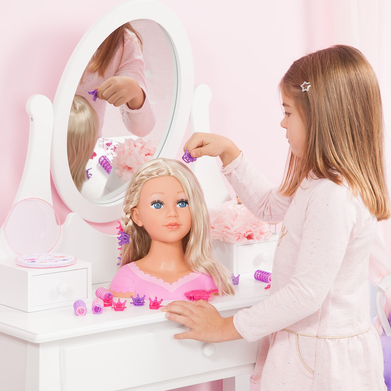 Bayer: Charlene Styling Head 27cm with Blonde Hair, Makeup and Accessories for Creative Play